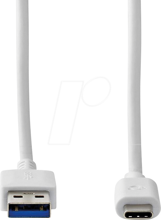 NEDIS CCGW61600WT20 USB-A till USB-C-kabel, vit, 2 meter