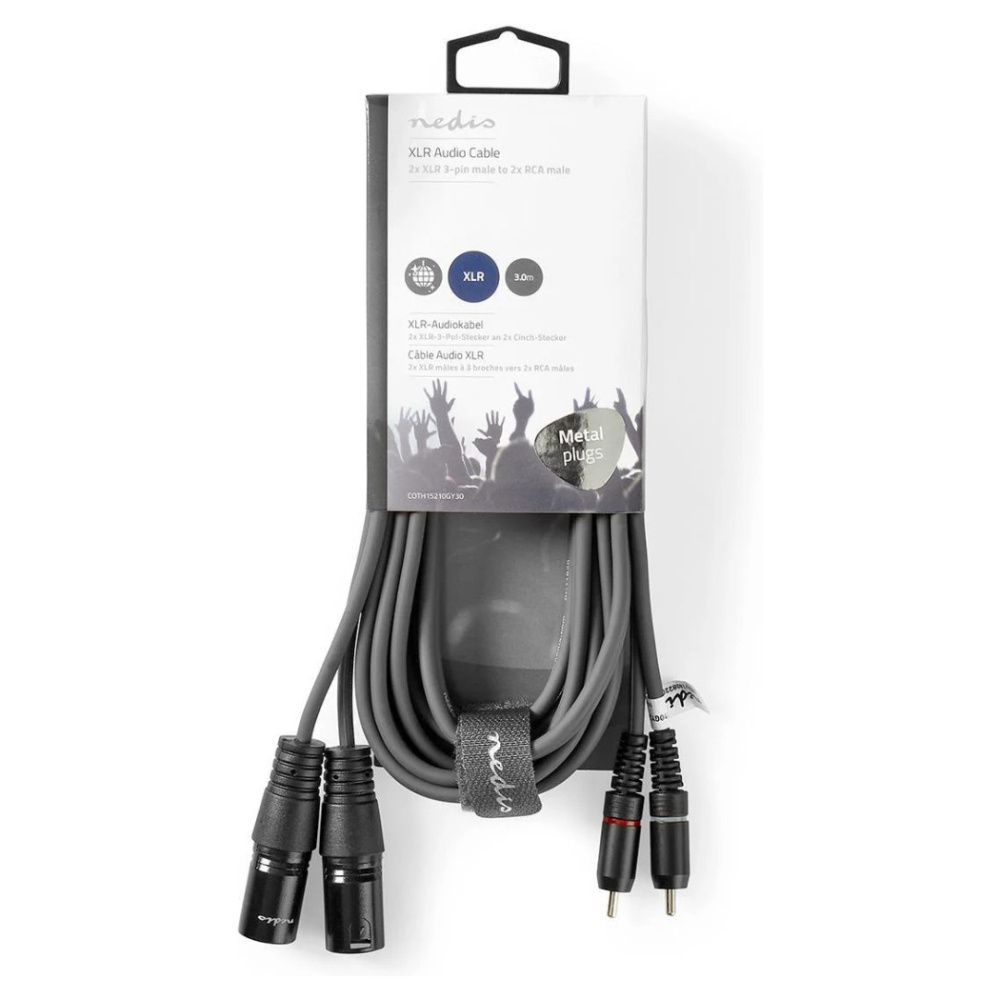 Nedis XLR-kabel, XLR Hane - RCA Hane 3 m