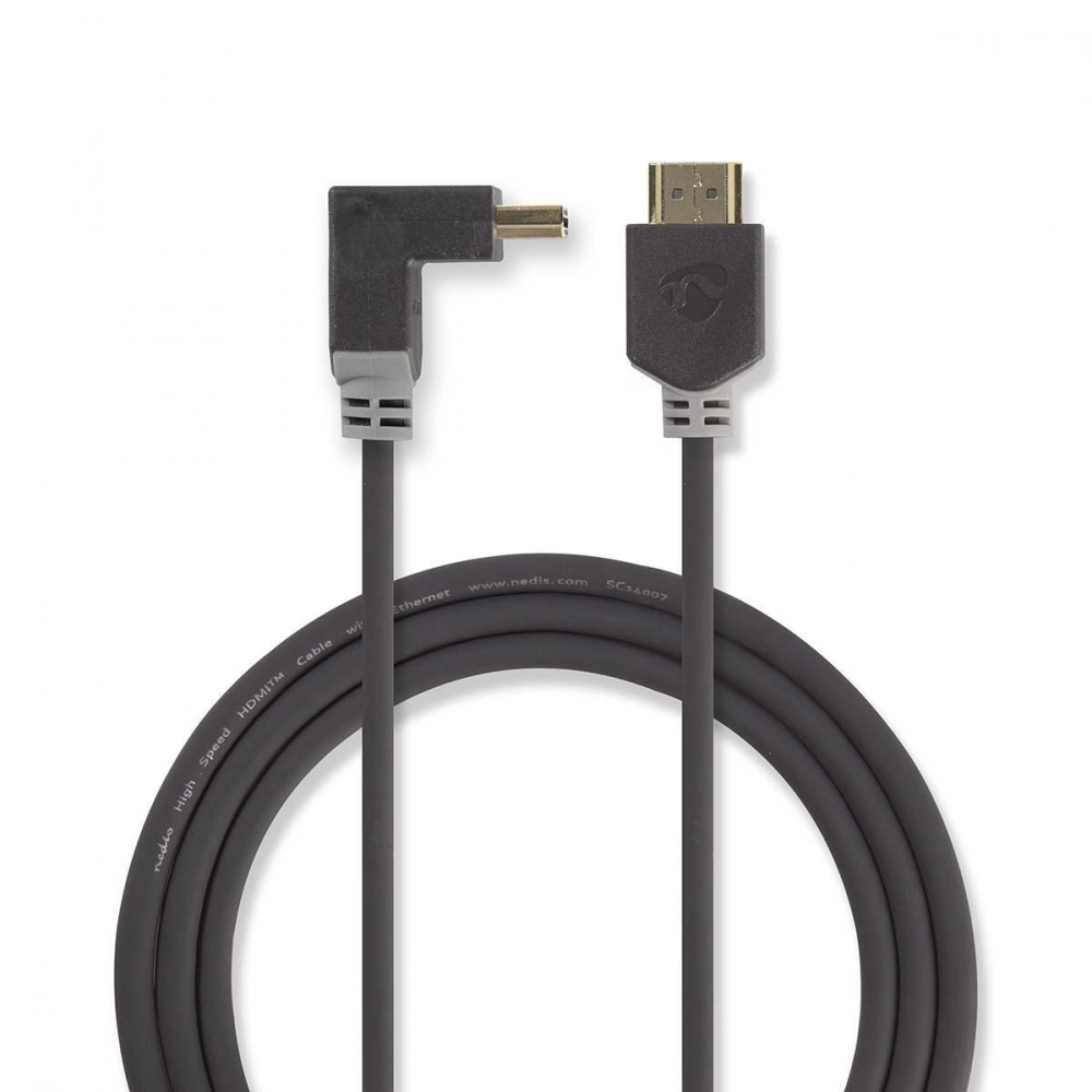 Nedis höghastighets HDMI-kabel med vinklad kontakt, 2m
