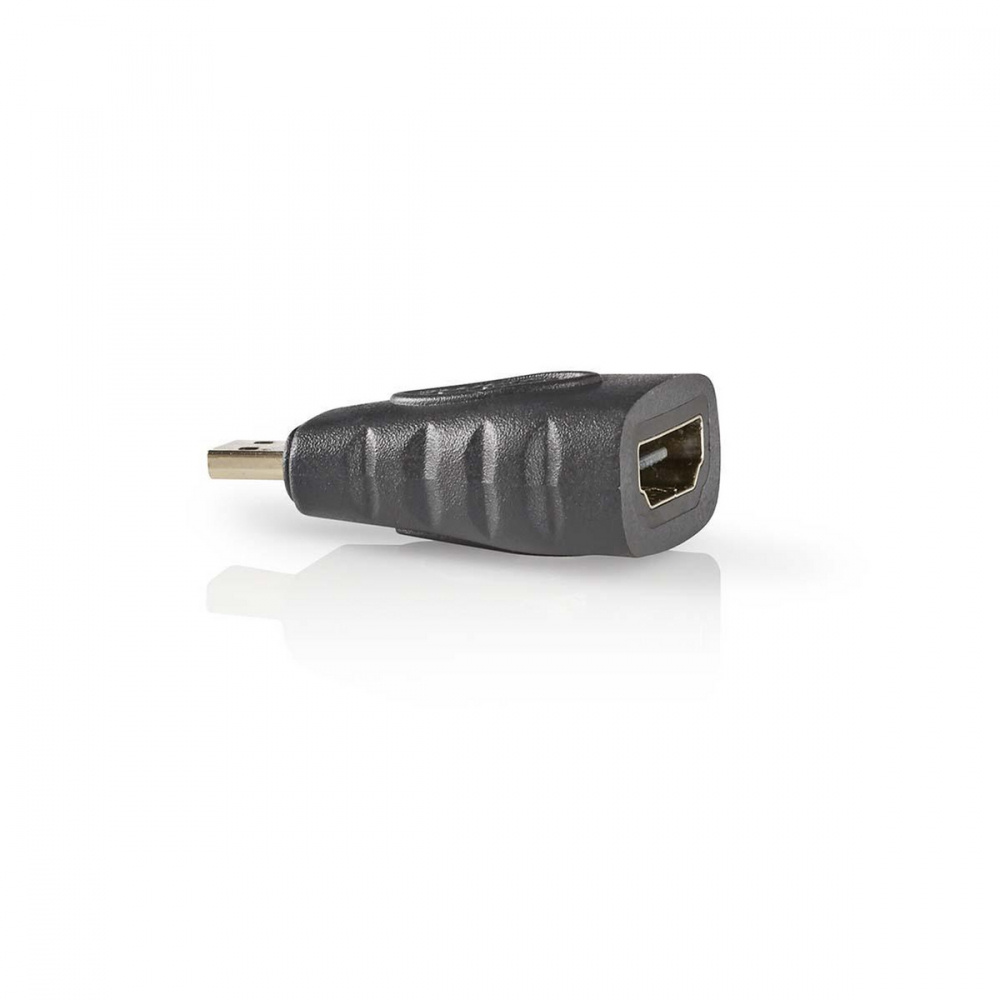 HDMI-adapter, micro HDMI-hane till HDMI-A hona, svart.