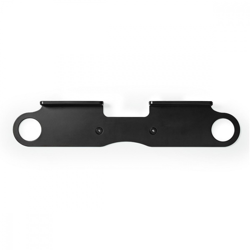 Ett svart väggfäste för Sonos Beam med två hållare och hål för montering.