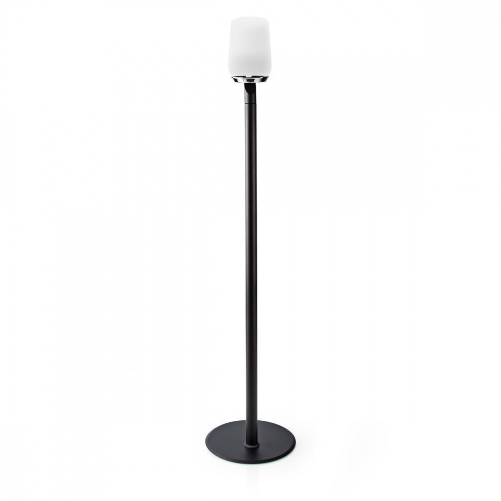 Högtalarstativ i svart för Google Home med en rund bas och en smal stång.