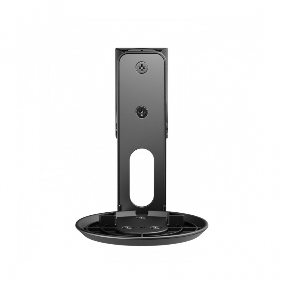 Svart väggfäste för Sonos Era 100 med rund bas och vertikal hållare.