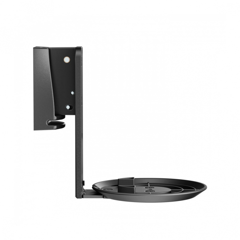 Svart väggfäste för Sonos Era 100 med hållare och fästanordningar.
