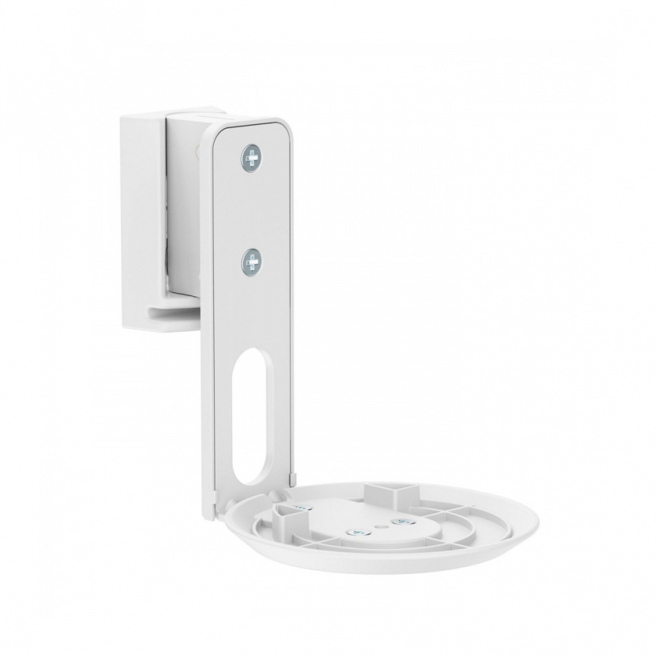 Vitt väggfäste för Sonos Era 100 med justerbar monteringsplatta.