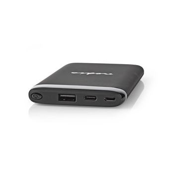 Powerbank med 6000 mAh kapacitet, USB-A och USB-C utgångar.