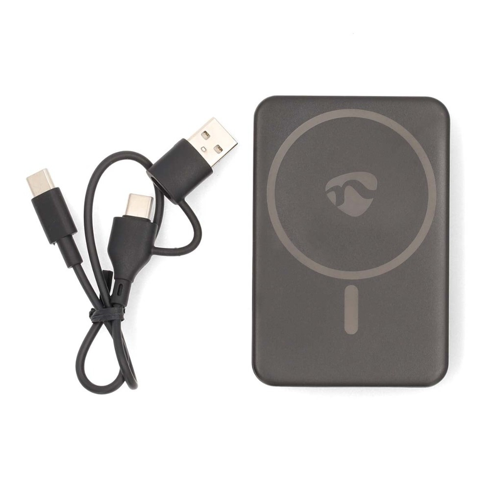 Nedis powerbank, 5 000 mAh, magnetisk trådlös laddning