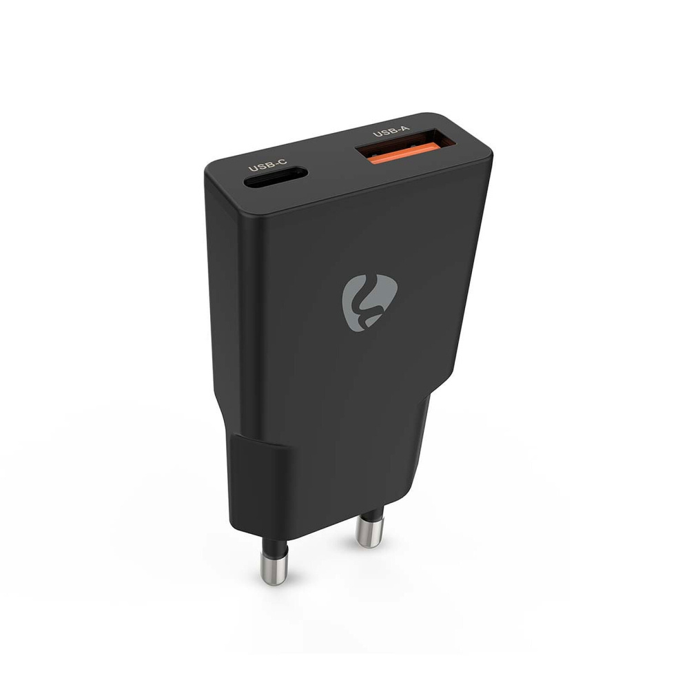 Nedis väggladdare 20 W 1x USB-C 1x USB-A, svart