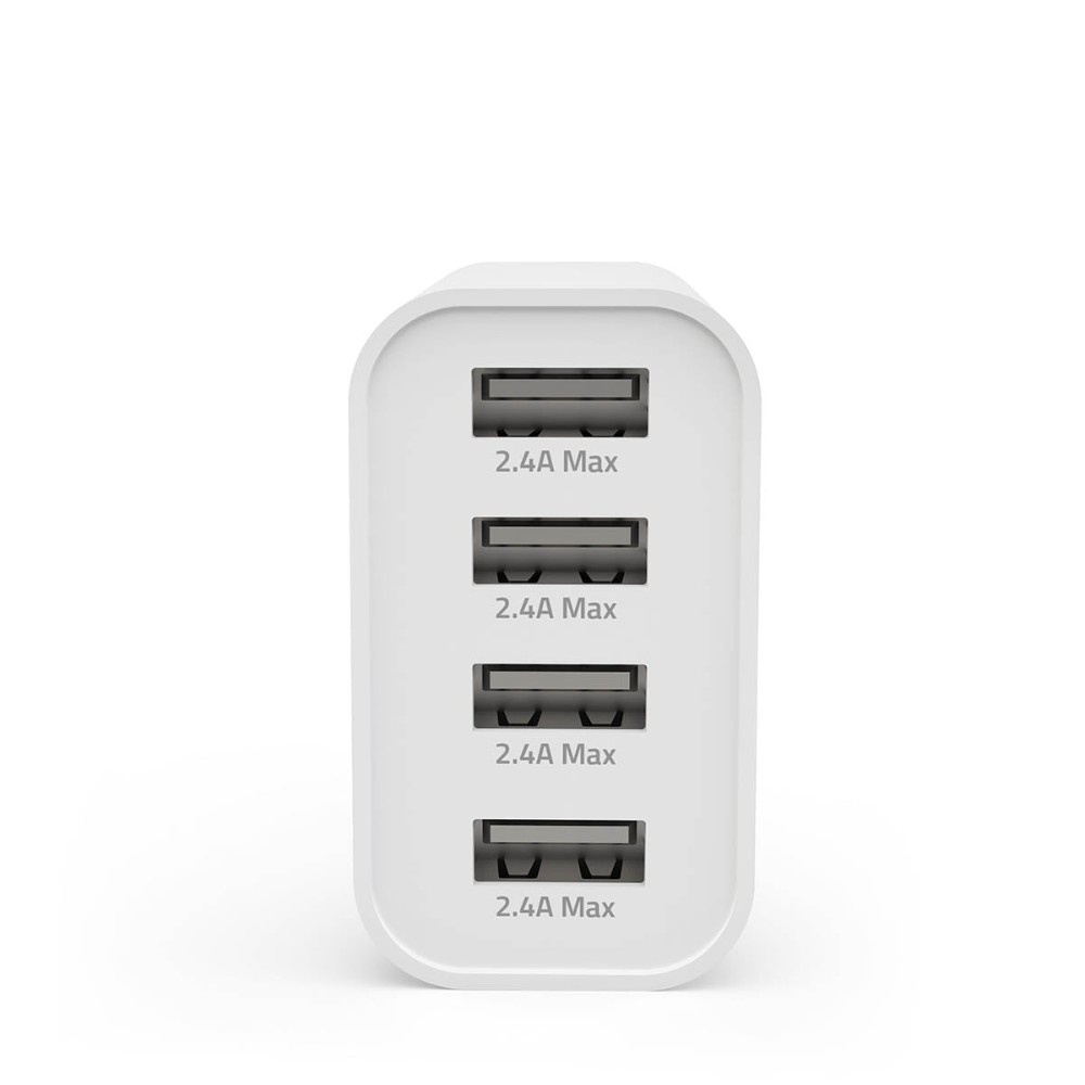 Nedis USB-A-väggladdare, 4 portar, 24 W, vit
