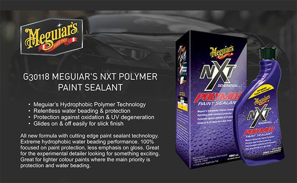 Produktbeskrivning av Meguiars NxT Polymer Paint Sealant för bilvård och skydd.
