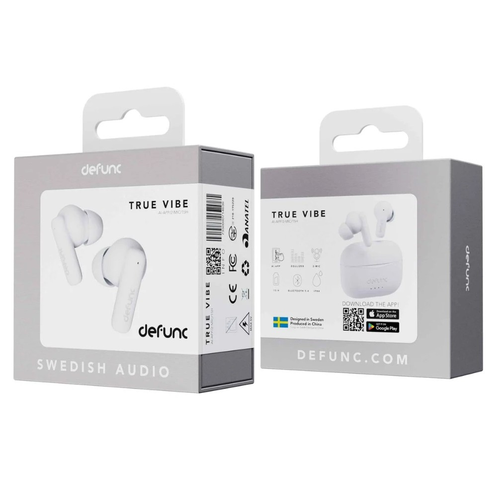 Defunc TRUE VIBE, true wireless in-ear-hörlurar, vit