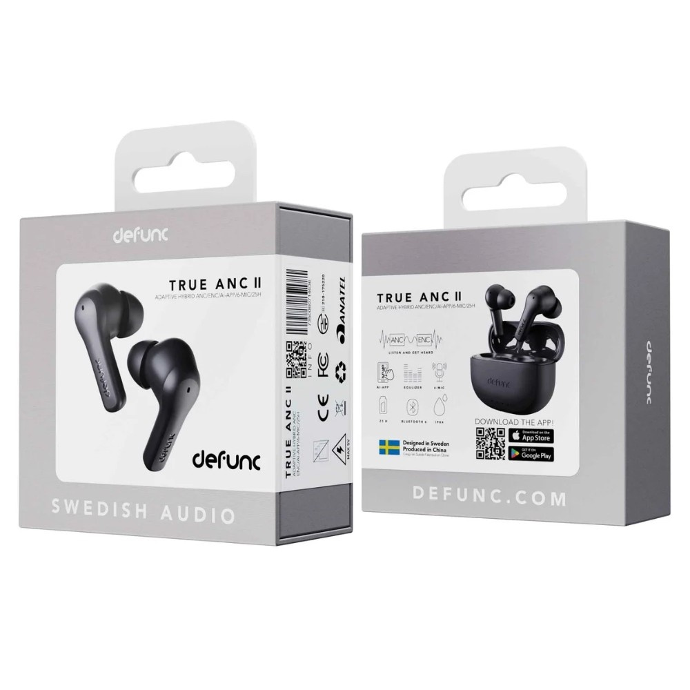 Defunc TRUE ANC II, trådlösa in-ear-hörlurar, svart