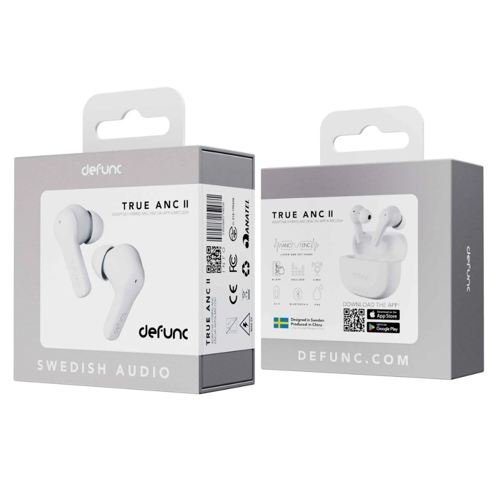 Defunc TRUE ANC II, trådlösa in-ear-hörlurar, vit
