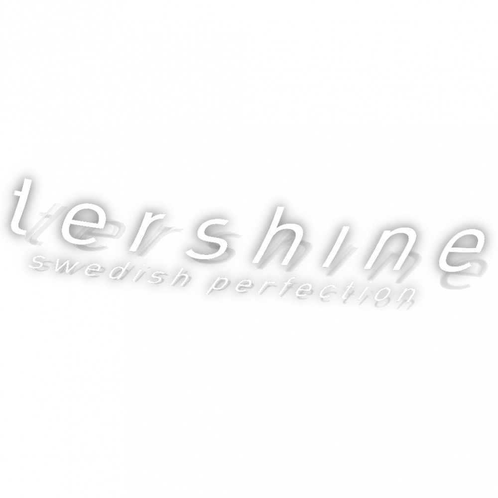 Tershine dekalkonst i vit färg med texten \