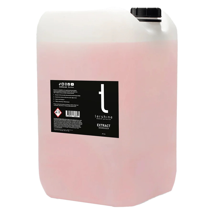 En 25 liters kan med Tershine Extract, en alkalisk avfettning.