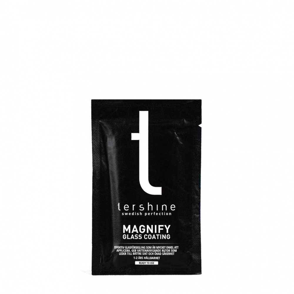 Produkten Tershine Magnify - glasförsegling i en svart påse.