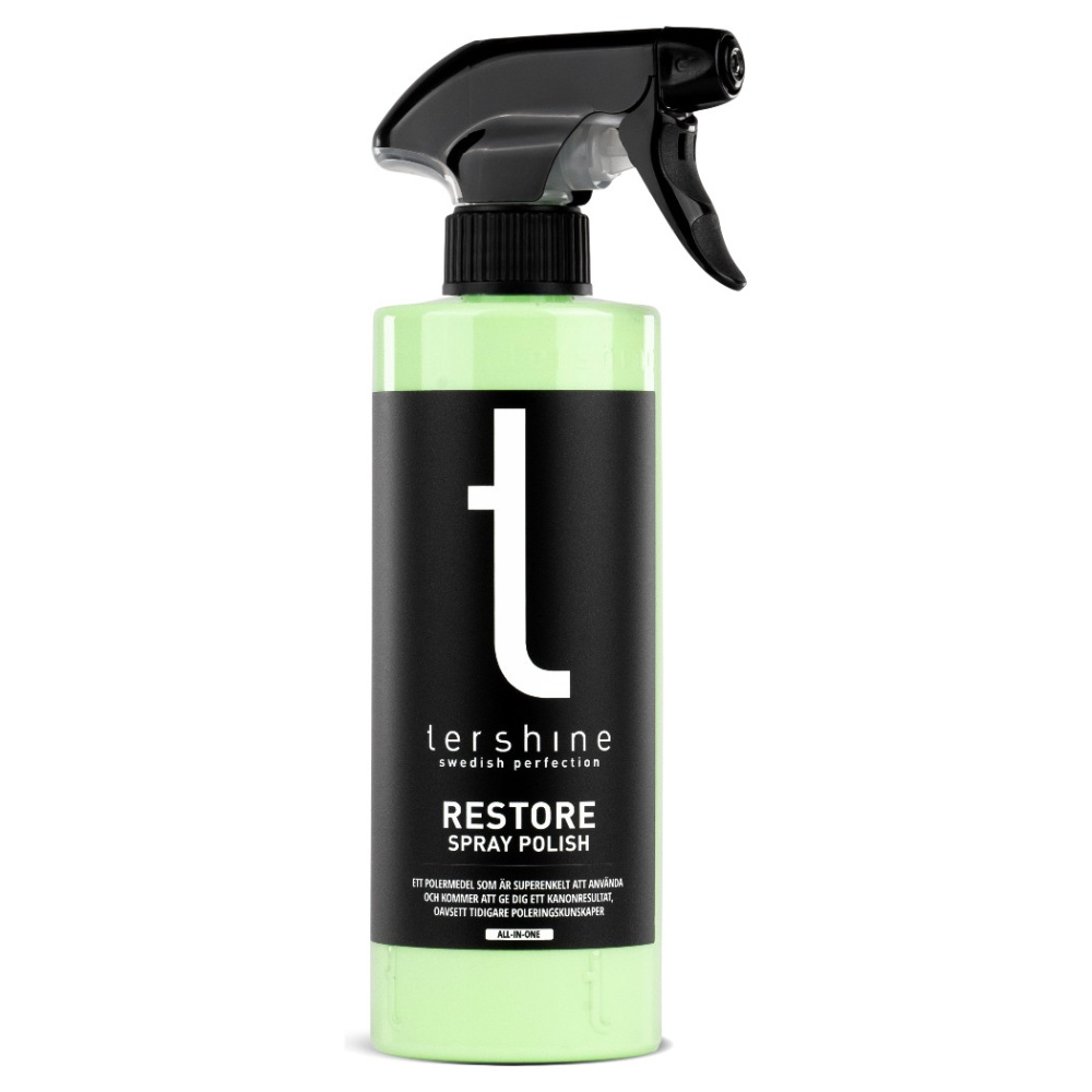 Grön sprayflaska med polermedel, Tershine Restore, 500 ml.