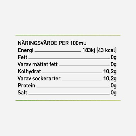 Näringsvärde för Tershine Revive - Mojito, läskedryck, 330 ml.