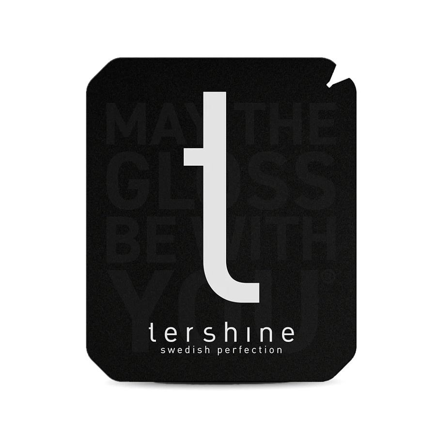 Isskrapa med logotyp och text i vitt på svart bakgrund.