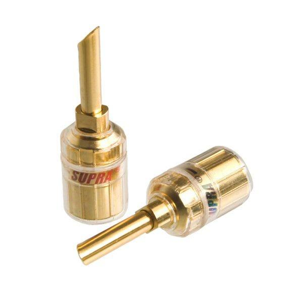 Banankontakter i metall, för ljud- och bildanslutningar, i 4-pack.