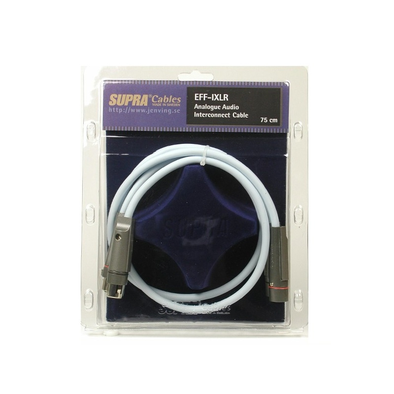 Signalkabel med XLR-kontakter, 75 cm lång, för analog ljudöverföring.