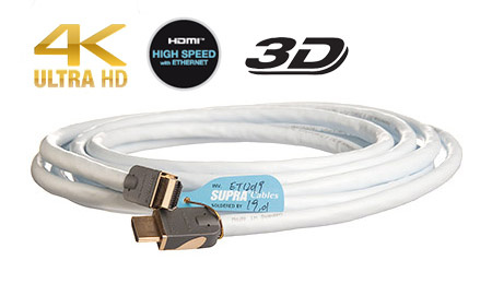 En HDMI-kabel av modellen SUPRA HD5, designad för hög upplösning och 3D-video.