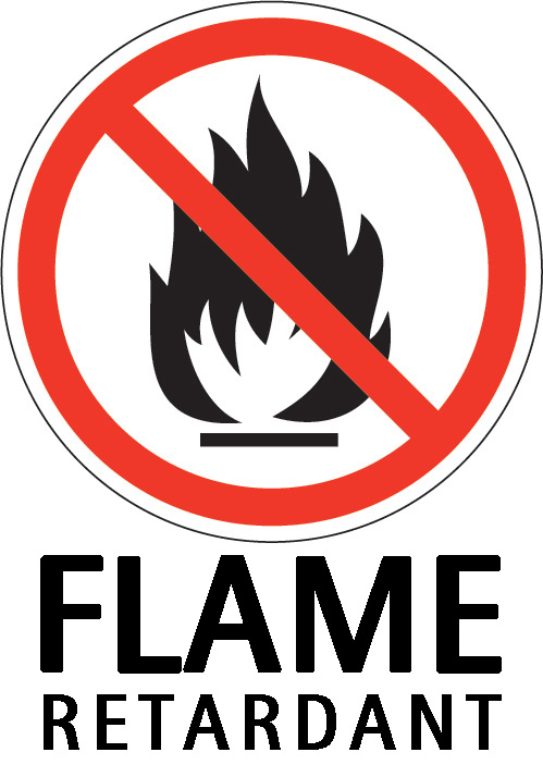 En symbol som visar att produkten är flamskyddad.