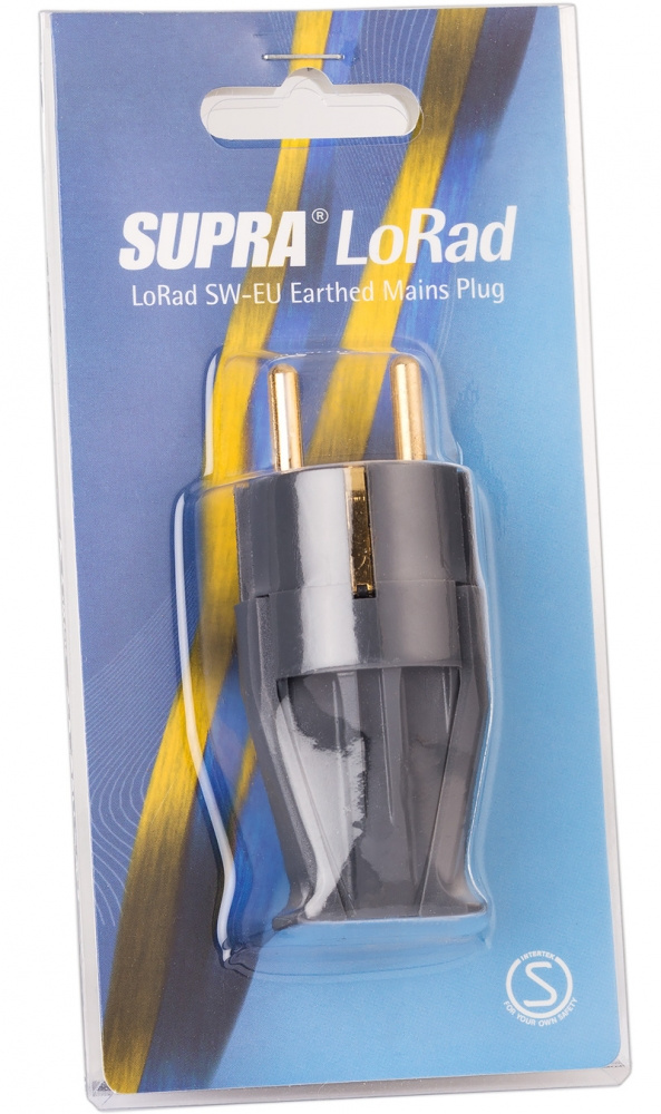 En rak stickpropp i förpackning, designad för elektriska apparater.