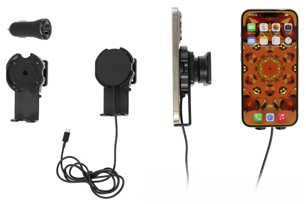 Brodit Fäste med kulled, Apple iPhone 12/12 Mini/12 Pro/12 Pro Max/13/13 Mini/13 Pro/13 Pro Max/14/14 Plus m. fl.