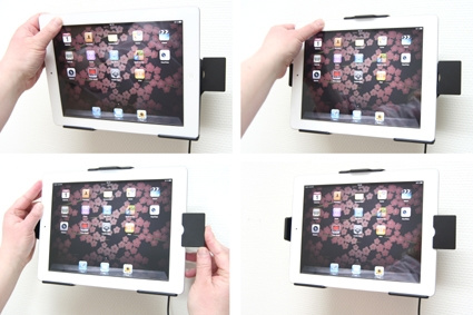 Brodit Aktiv hållare med USB-kabel och cigg-adapter, Apple iPad 2 (A1395, A1396, A1397)/3rd Gen (A1416, A1430, A1403)