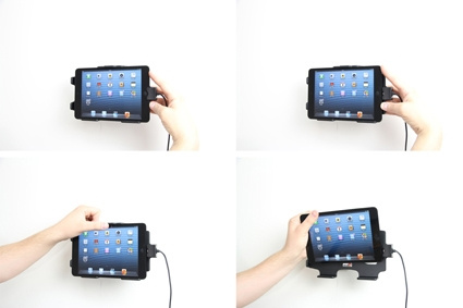 Brodit Aktiv hållare med USB-kabel och cigg-adapter, Apple iPad Mini (A1432, A1454, A1455) 