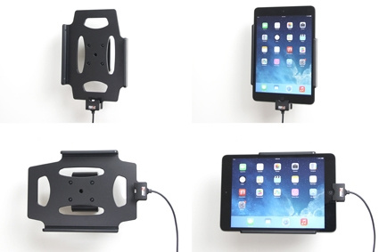 Brodit Aktiv hållare med USB-kabel och cigg-adapter, Apple iPad Mini 2 (A1489, A1490, A1491)/3 (A1599, A1600)/Retina