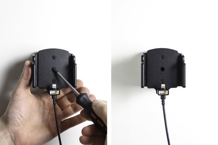 Brodit Aktiv hållare med USB-kabel och cigg-adapter, Apple iPhone 6/6S/7/8/SE 2nd Gen 2020/X/Xs