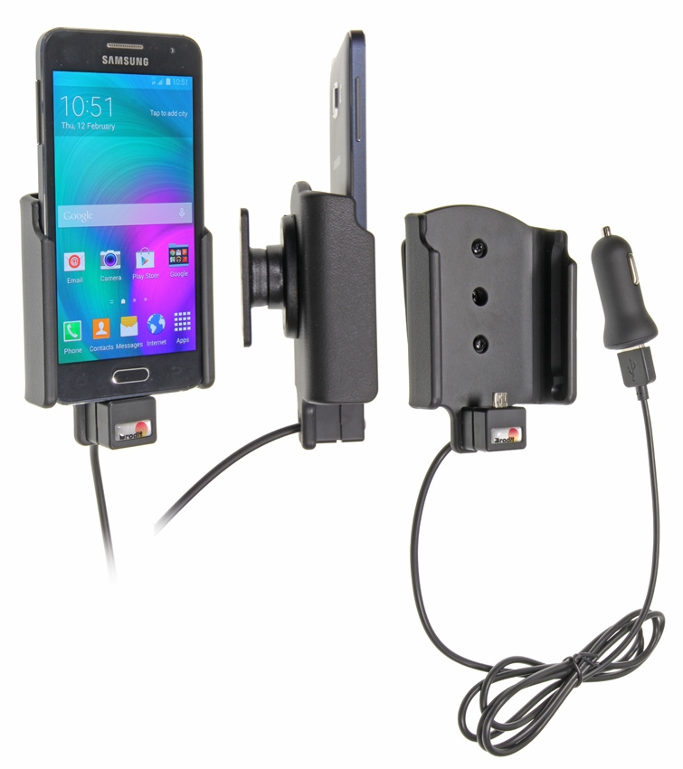 Brodit Aktiv hållare med USB-kabel och cigg-adapter, Samsung Galaxy A3 SM-A300 