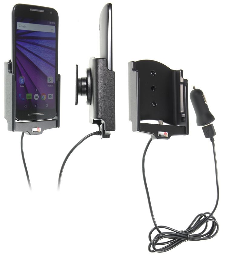 Brodit Aktiv hållare med USB-kabel och cigg-adapter, Motorola Moto G (3rd Gen) 