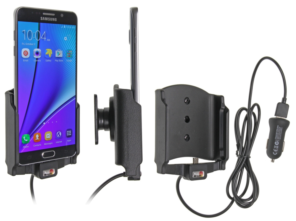 Brodit Aktiv hållare med USB-kabel och cigg-adapter, Samsung Galaxy Note 5 