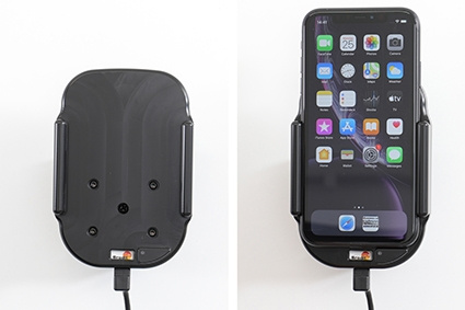 Brodit Qi trådlös aktiv mobilhållare med billaddare, Apple iPhone 11