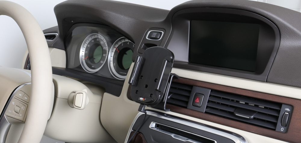 Brodit Qi trådlös aktiv mobilhållare med billaddare, Apple iPhone 12 Mini