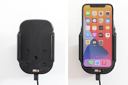 Brodit Qi trådlös aktiv mobilhållare med billaddare, Apple iPhone 12