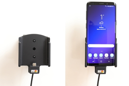Brodit Aktiv hållare med USB-kabel och cigg-adapter, Samsung Galaxy S9 