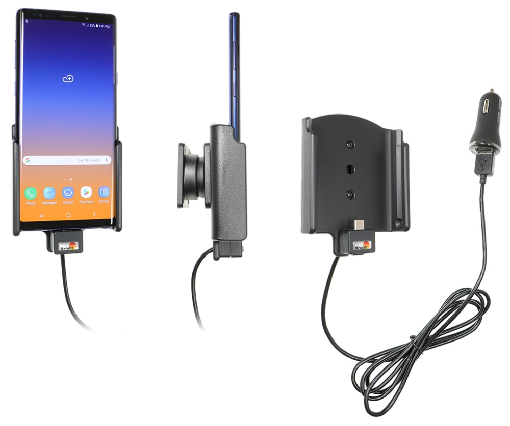 Brodit Aktiv hållare med USB-kabel och cigg-adapter, Samsung Galaxy Note 9 