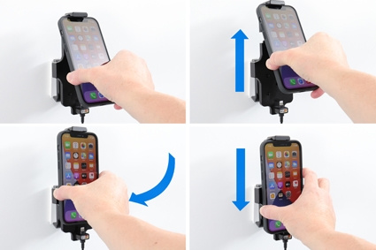 Brodit Aktiv hållare med USB-kabel och cigg-adapter, Apple iPhone 11/12/12 Pro/13/13 Pro/XR