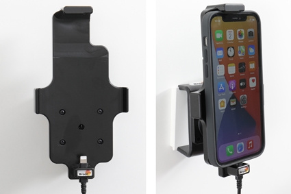 Brodit Aktiv hållare med USB-kabel och cigg-adapter, Apple iPhone 11/12/12 Pro/13/13 Pro/XR