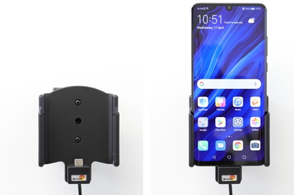 Brodit Aktiv hållare med USB-kabel och cigg-adapter, Huawei P30 Pro 