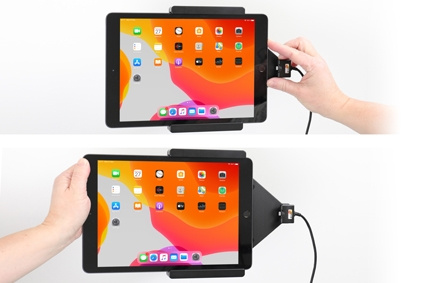 Brodit Aktiv hållare med USB-kabel och cigg-adapter, Apple iPad 10.2 7th Gen (A2197, A2198, A2200)/8th Gen (A2428, A2429, A2430, A2270)/9th Gen (A2602, A2603, A2604, A2605)