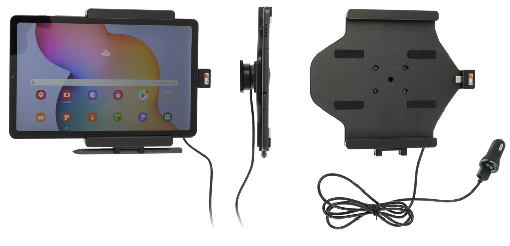 Brodit Aktiv hållare med USB-kabel och cigg-adapter, Samsung Galaxy Tab S6 Lite SM-P610/SM-P615 
