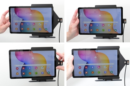 Brodit Aktiv hållare med USB-kabel och cigg-adapter, Samsung Galaxy Tab S6 Lite SM-P610/SM-P615 