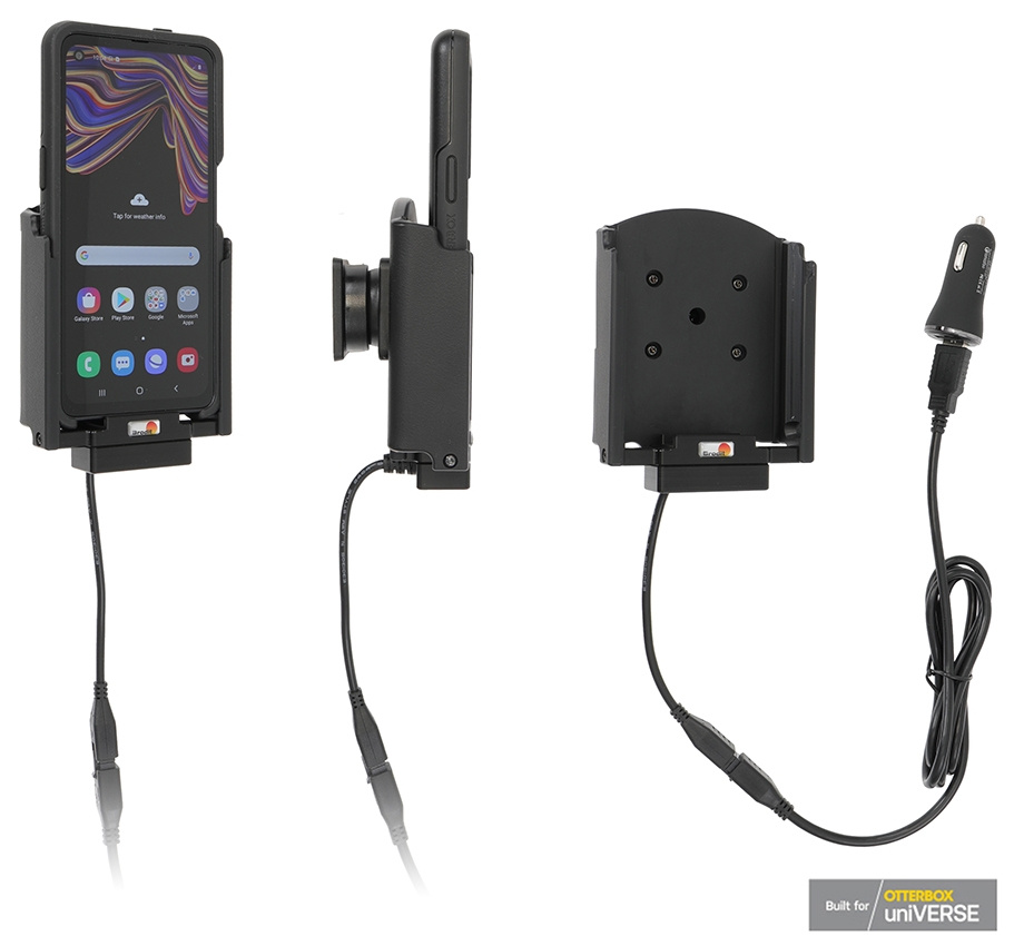 Brodit Aktiv hållare med USB-kabel och cigg-adapter, Samsung Galaxy Xcover Pro SM-G715 