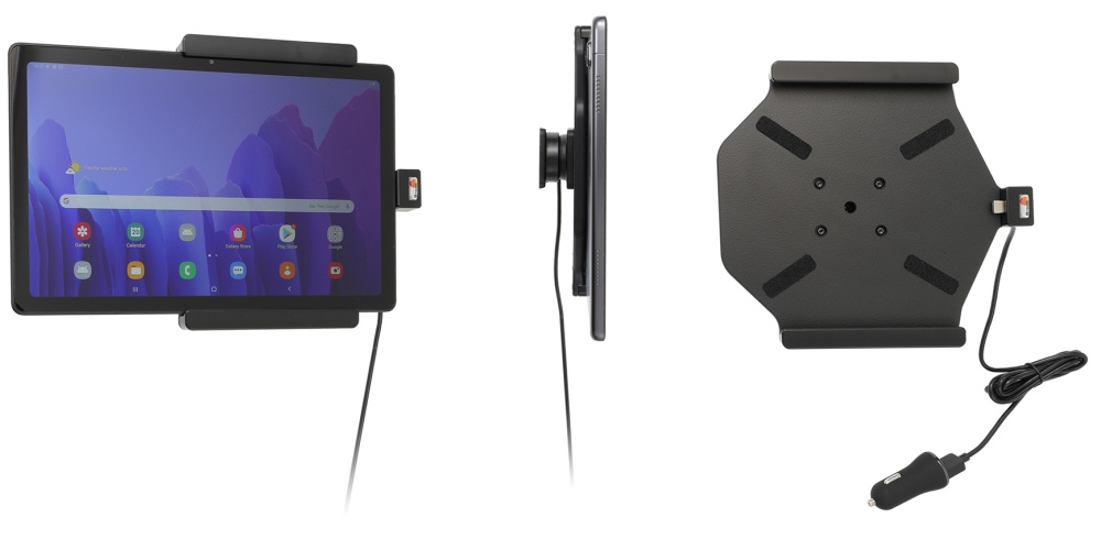 Brodit Aktiv hållare med USB-kabel och cigg-adapter, Samsung Galaxy Tab A7 10.4 (2020) SM-T500/SM-T505 