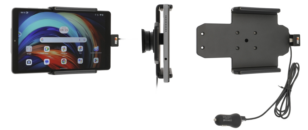 Brodit Aktiv hållare med USB-kabel och cigg-adapter, Lenovo Tab M8 4th Gen 